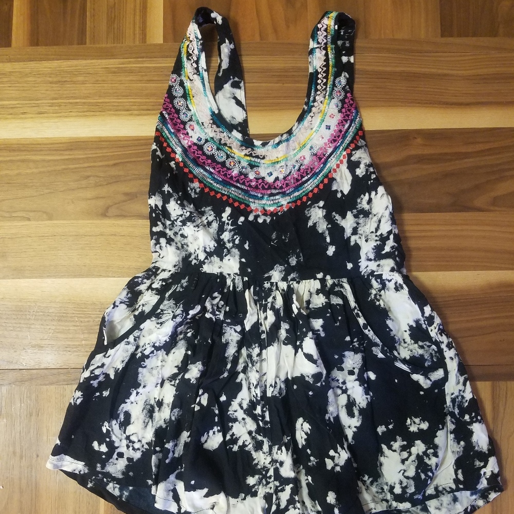 Billabong Tie-Dye Embroidered Romper